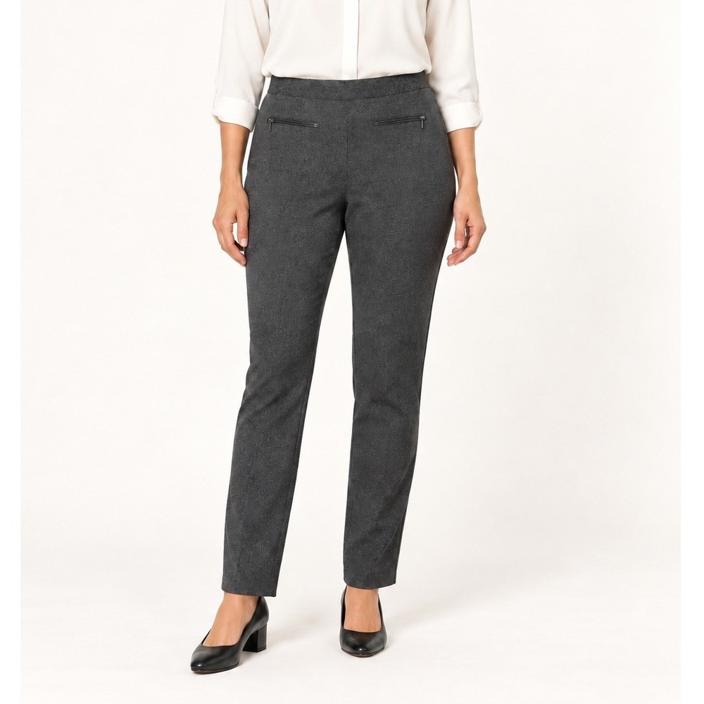 Womens Pull On Dress Pants Size 10 Gray Stretch Office Trousers Rafaella